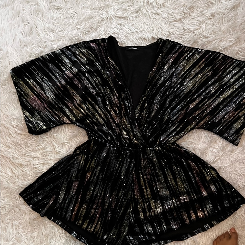 black sparkling romper